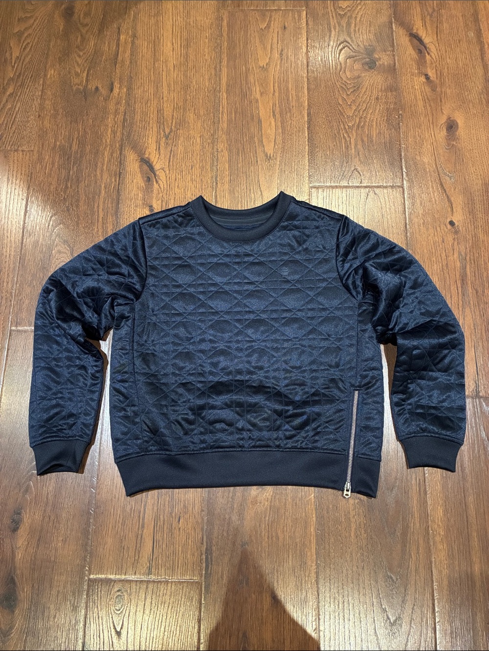 G-Star Quilted Navy Blue Crewneck Sweatshirt with Side Zip